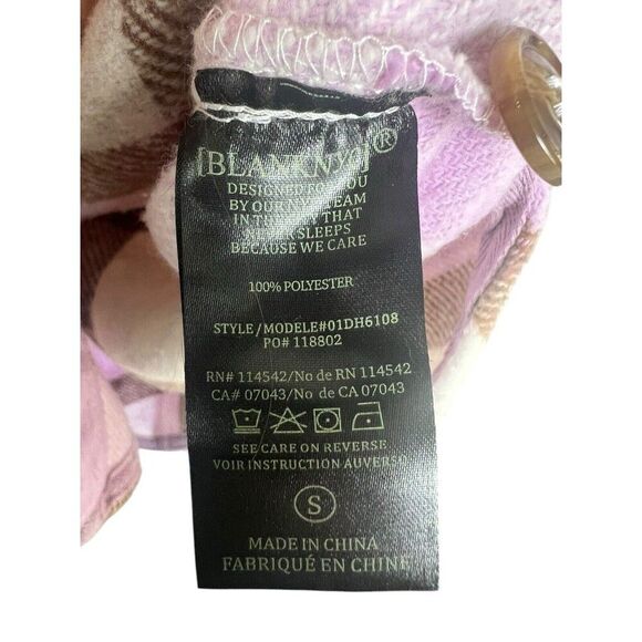 Blank NYC Lavender Beige White Plaid Oversized Long Shirt Jacket Shacket Small - Picture 12 of 15